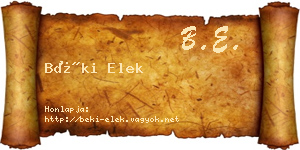 Béki Elek névjegykártya